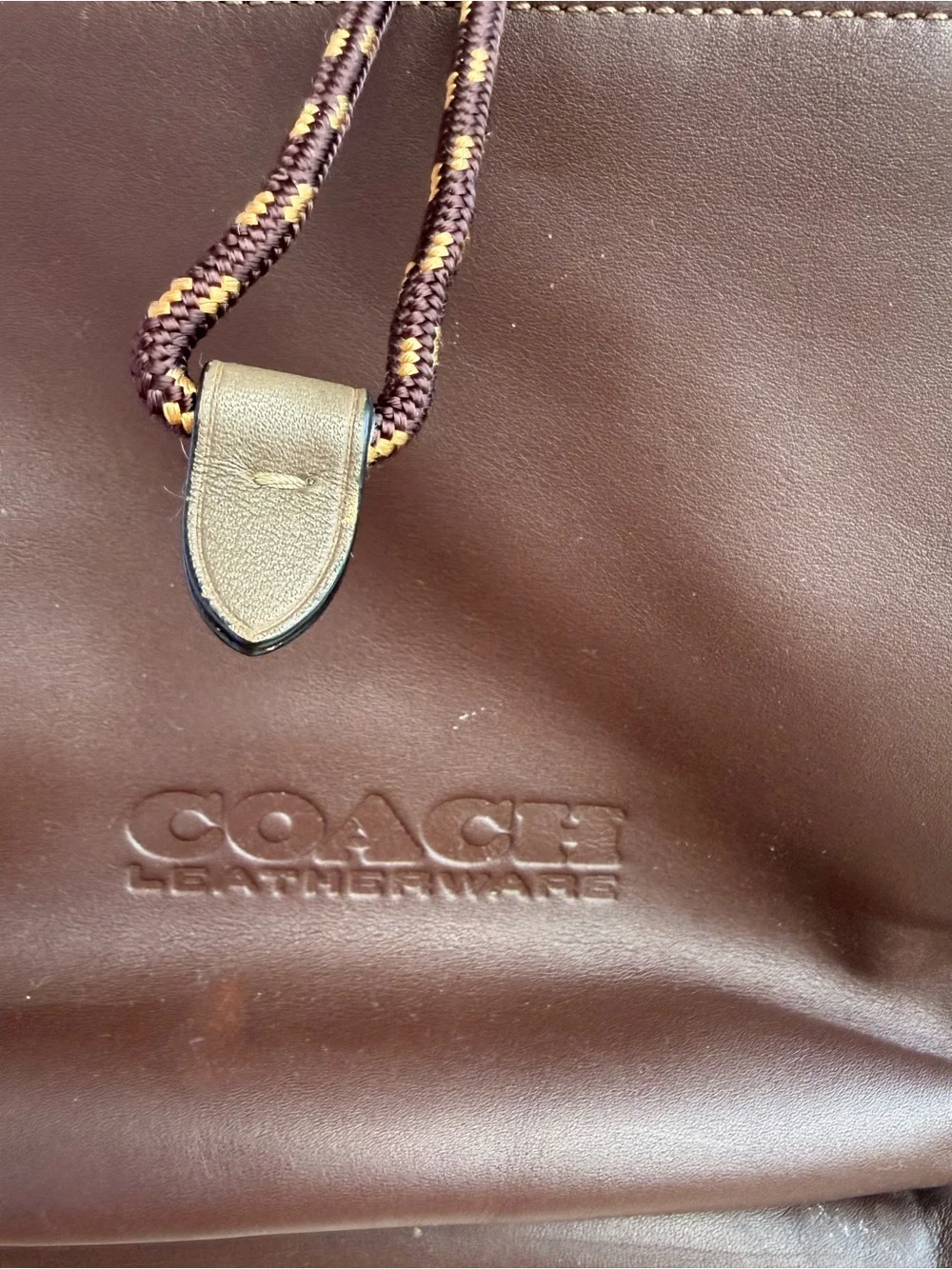 Coach Brown Signature Canvas & Leather Backpack with Red Accents